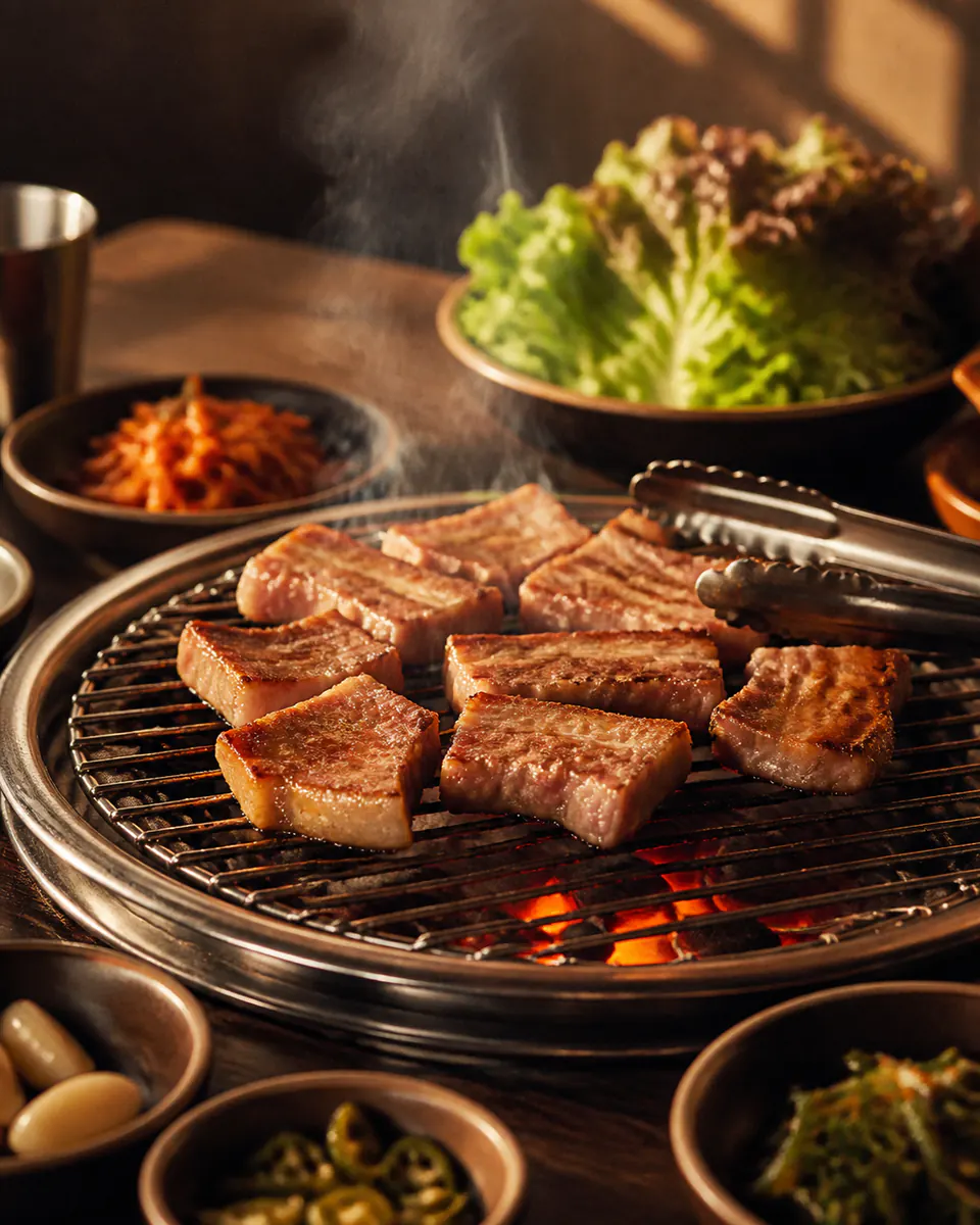 숯불에 굽는 고기 메뉴